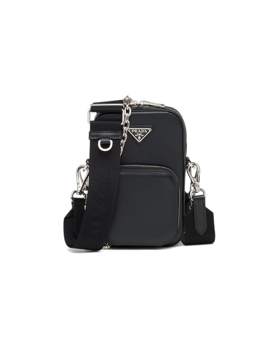 Prada Saffiano Cuero Mini Bag Negros | 9132-JGSQK
