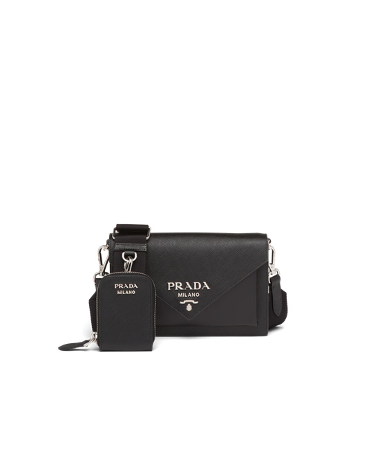 Prada Saffiano Cuero Mini Envelope Bag Negros | 2674-QCBAR