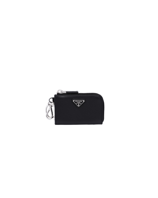 Prada Saffiano Cuero Mini Pouch Negros | 2370-TKHCU