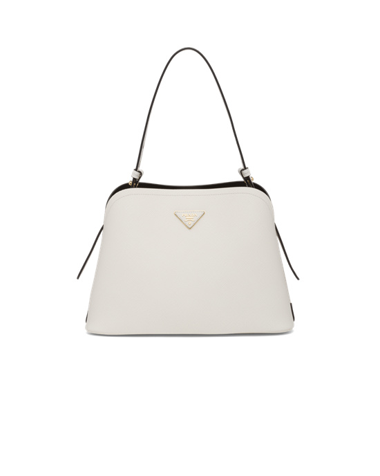 Prada Saffiano Cuero Prada Matinée Bag Blancos Negros | 0593-AXZFE