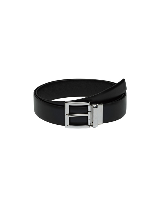 Prada Saffiano Cuero Reversible Belt Negros | 6849-MBFGJ