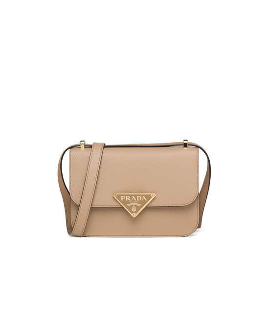 Prada Saffiano Cuero Shoulder Bag Beige | 3748-ETWJG