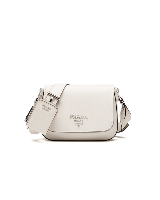 Prada Saffiano Cuero Shoulder Bag Blancos | 3812-KMFZS