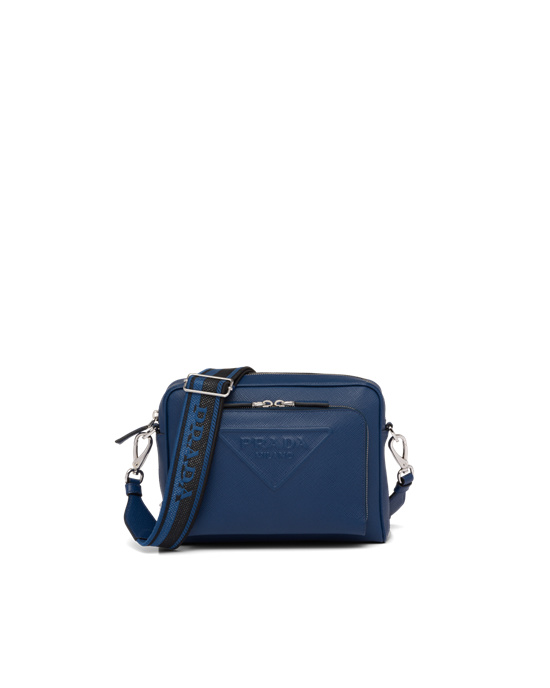 Prada Saffiano Cuero Shoulder Bag Bluette | 5806-EOBIS