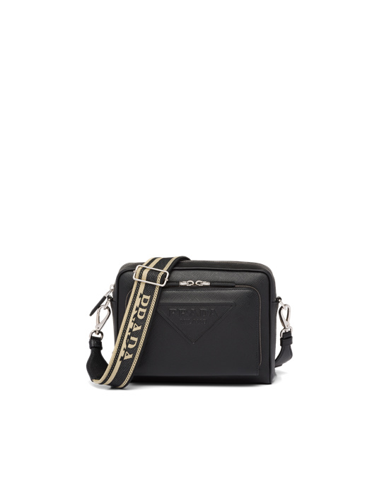 Prada Saffiano Cuero Shoulder Bag Negros | 1936-VOLNF