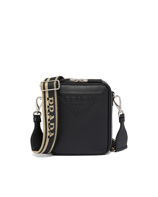 Prada Saffiano Cuero Shoulder Bag Negros | 2931-OTGMD