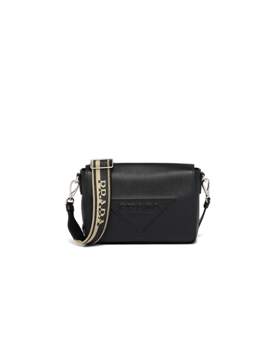 Prada Saffiano Cuero Shoulder Bag Negros | 4351-VCSDH