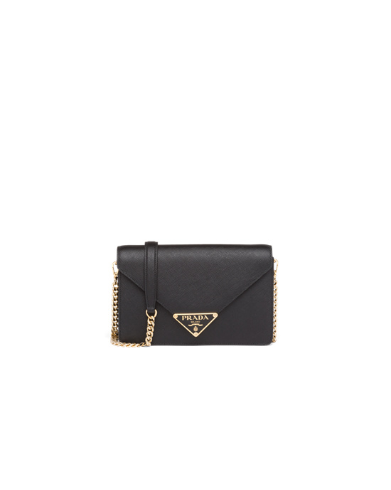 Prada Saffiano Cuero Shoulder Bag Negros | 7549-EGHWV