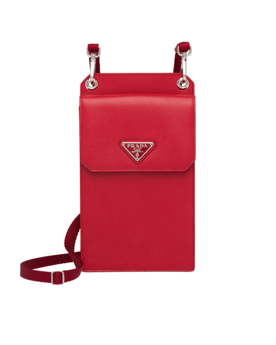 Prada Saffiano Cuero Smartphone Case Rojos | 6142-QFACZ
