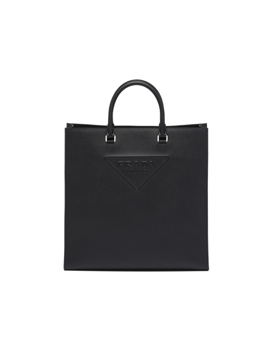 Prada Saffiano Cuero Tote Negros | 5629-DNFJZ