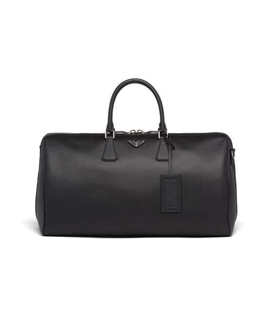 Prada Saffiano Cuero Travel Bag Negros | 1250-QPIDO