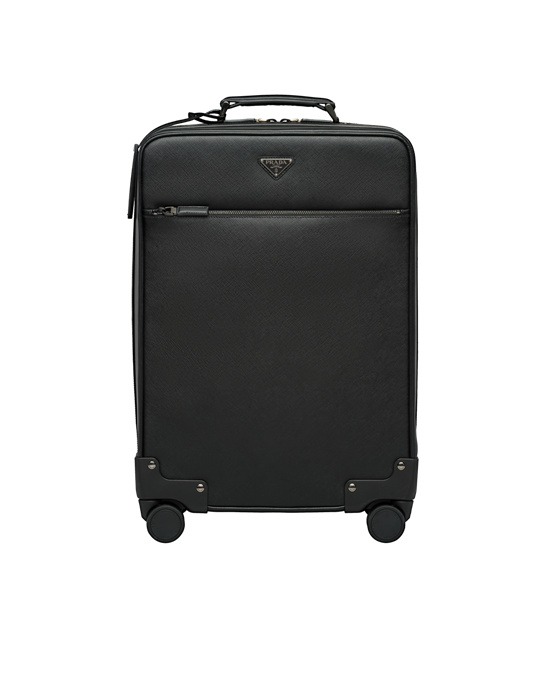 Prada Saffiano Cuero Trolley Negros | 7120-RWBTM