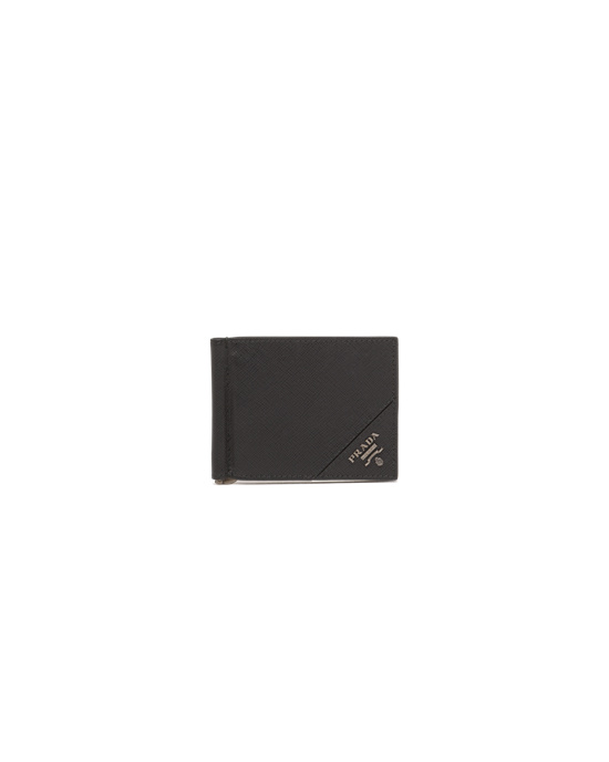 Prada Saffiano Cuero Wallet Negros | 5642-RONEW