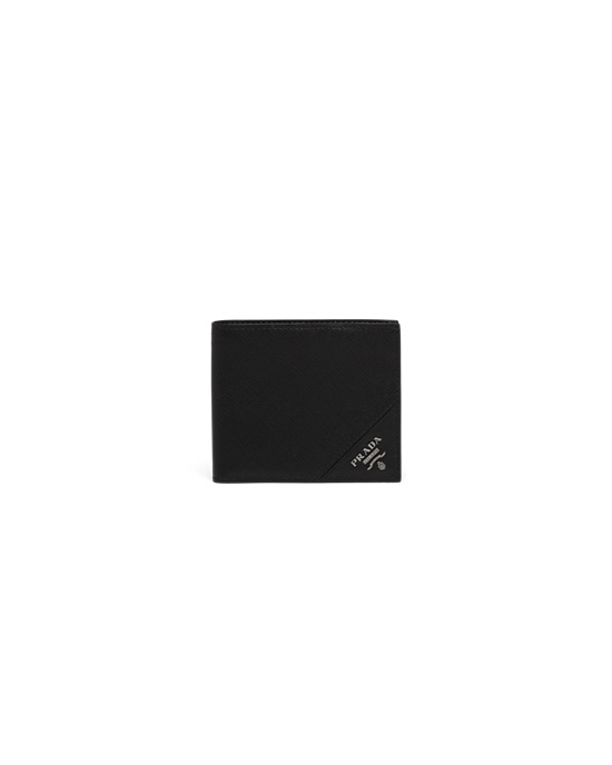Prada Saffiano Cuero Wallet Negros | 7029-ZEHCK