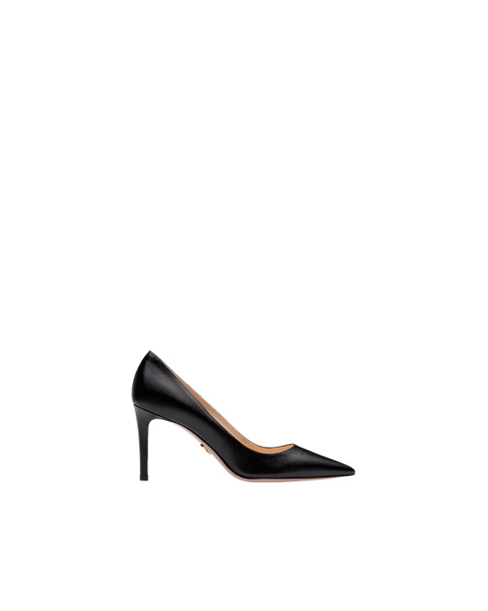Prada Saffiano Textured Charol Cuero Pumps Negros | 8351-BQMAS