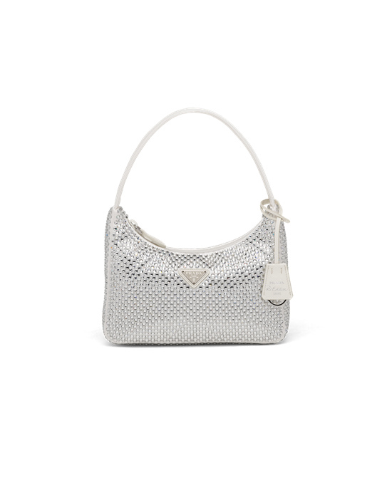 Prada Satin Mini-bag With Artificial Crystals Blancos | 6310-USEIY