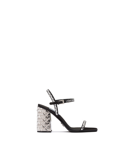 Prada Satin Sandals With Crystals Crystal | 0215-DEYNC