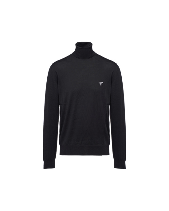 Prada Superfine Wool Turtleneck Sueter Negros | 3872-CDTLP