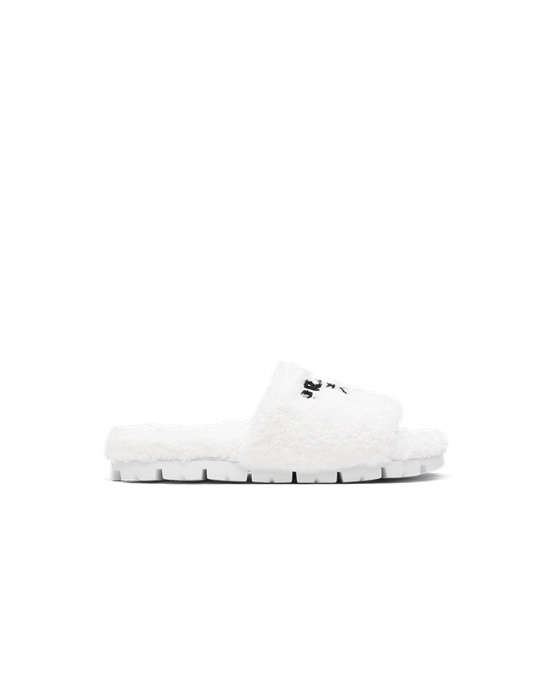 Prada Terry Cloth Slides Blancos Negros | 5632-PEDYO