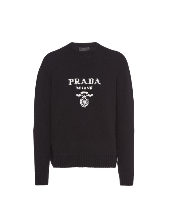 Prada Wool And Cashmere Crew-neck Sueter Negros | 2756-OTDVB