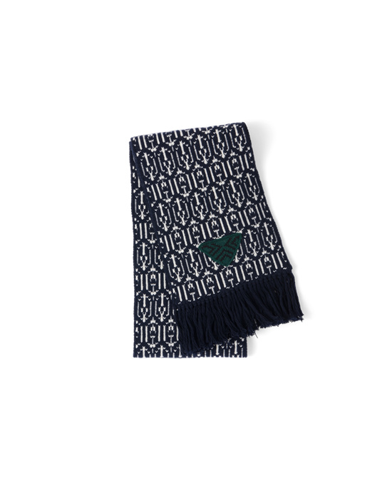 Prada Wool And Cashmere Jacquard Scarf Azul Marino | 2954-CALQF