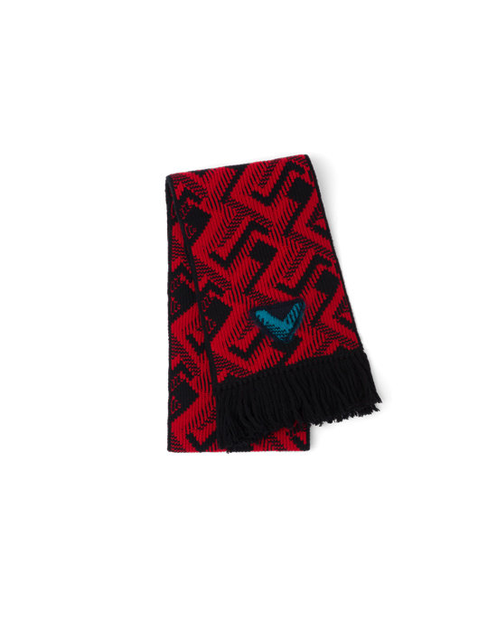 Prada Wool And Cashmere Jacquard Scarf Negros Rojos | 4629-LUVKH
