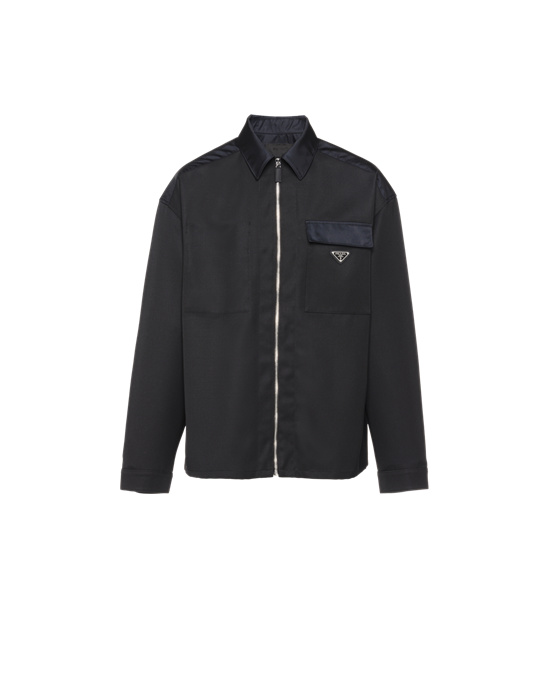 Prada Wool And Re-nylon Shirt Negros | 5349-TAOIP