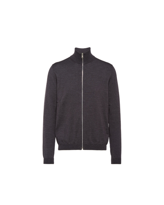 Prada Wool Cardigan Anthracite Gray | 1493-LTQCX